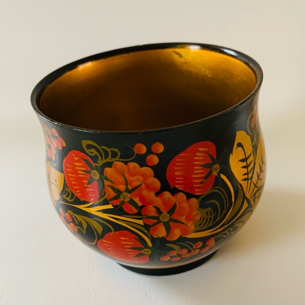 Hand painted wooden vase